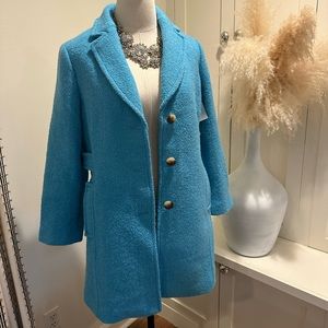 Talbots Petite Turquoise Blue Wool Coat 6p NEW!!